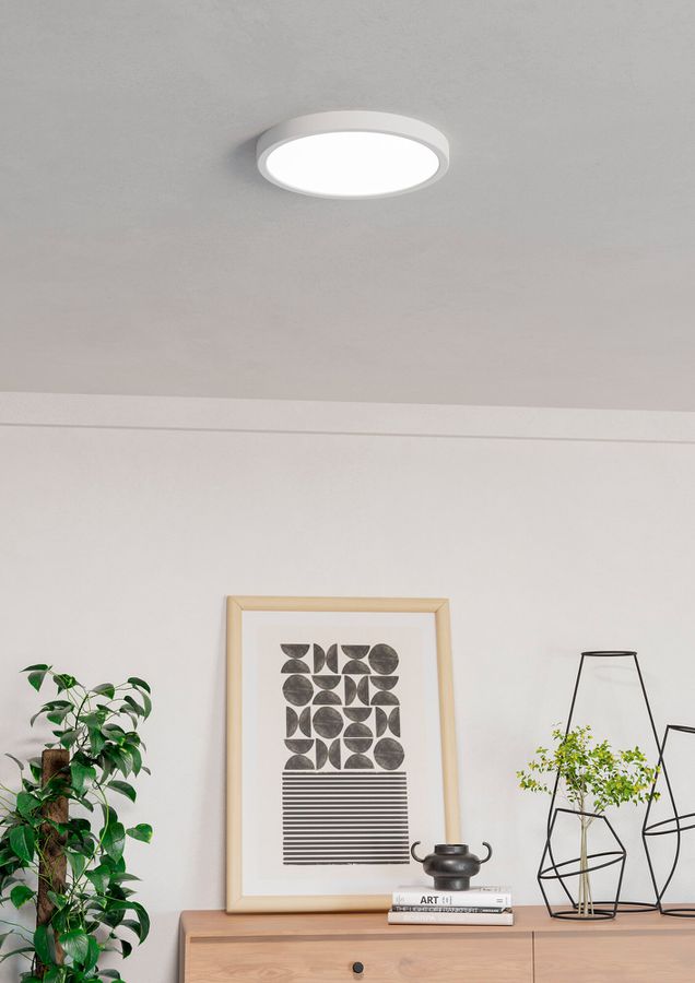 LED-Deckenleuchte Eglo FUEVA 16W 0…1800lm 2700…6500K IP44 DIM Ø278×25mm weiss