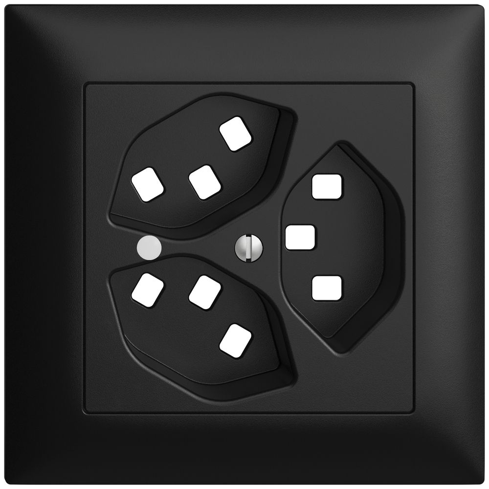 UP-Frontset EDIZIOdue schwarz 88×88mm 3×T23 mit Linse