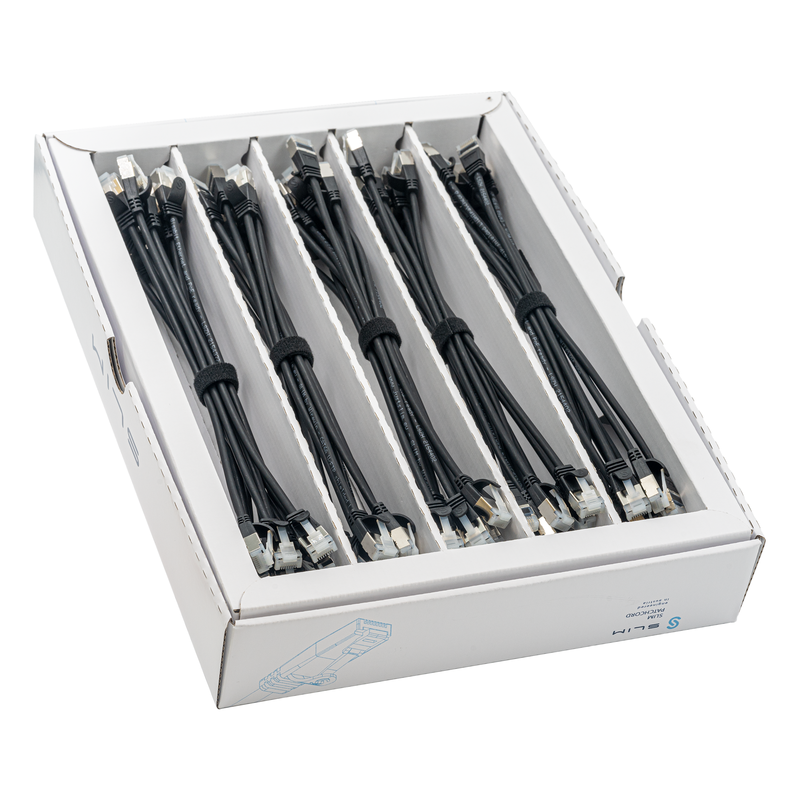 Cavo patch SLIM: 25cm, nero, 50 pezzi Cat.6A, U/FTP, jack non infrangibile