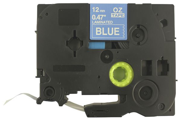 Schriftbandkassette kompatibel zu OZE-535, 12mm×8m, blau/weiss