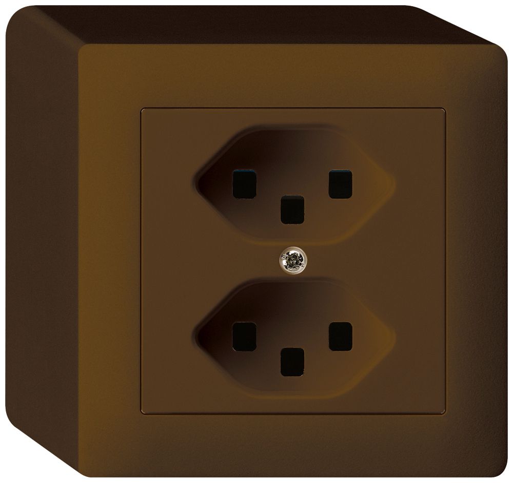 AP-Steckdose kallysto 2×T23 braun mit Steckklemmen