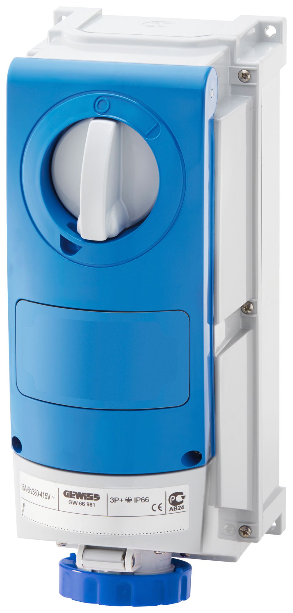 Presa CEE AP Gewiss IB 5P 63A 200…250V bl 9h bloccaggio meccanico IP66