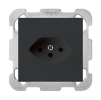 UP-Steckdose kallysto T13 schwarz mit Kinderschutz mit Befestigungsplatte