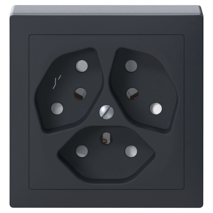 AP-Steckdose SIDUS 3×T13/1 anthrazit mit shutter
