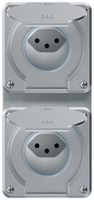 UP-Kombination robusto 2×1, 2×Steckdose T13 IP55 aluminium