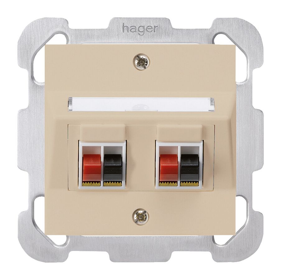 Prise ENC audio kallysto 2-fois beige borne à étrier 2 haut-parleurs plaque fix.