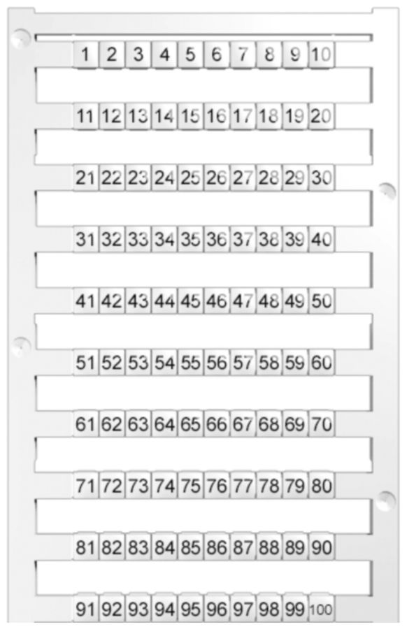 Striscia di marcatura cifre orizzontale 5mm bianco numero da 1…100
