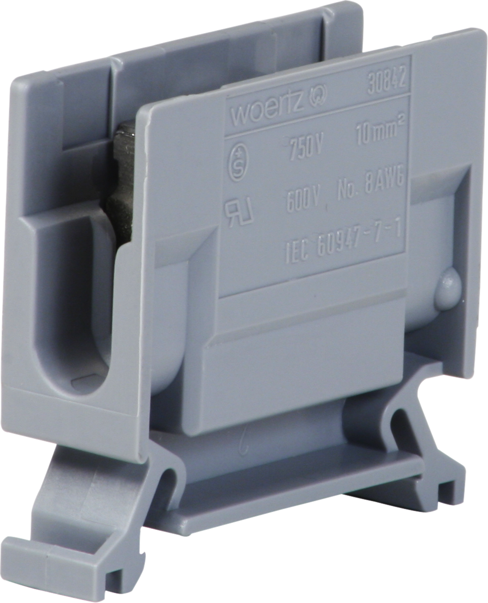 Abzweigklemme Woertz 4…10mm² 57A 750V Schraubanschluss 2×1 TH35 grau
