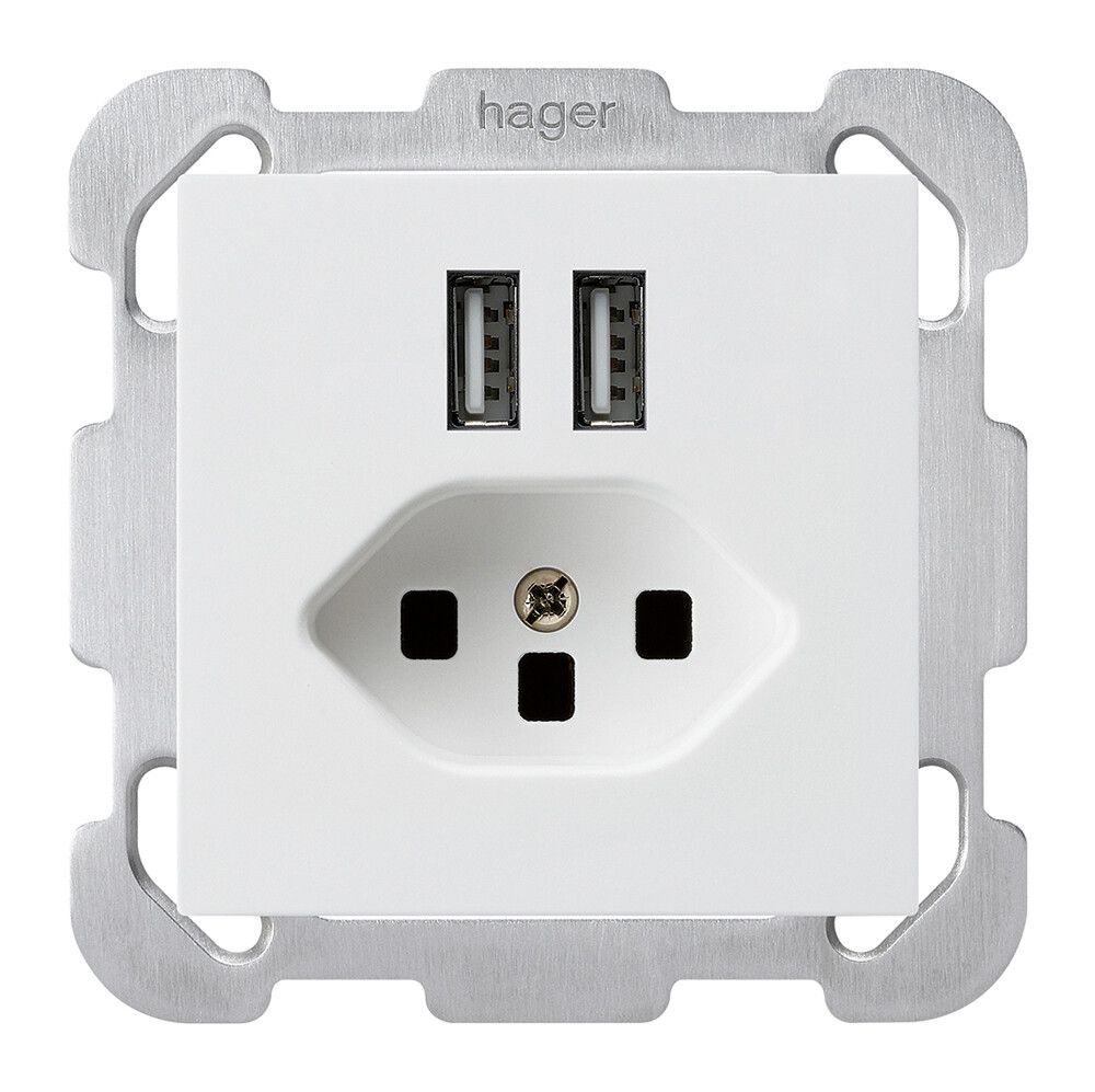 Presa INC 2×USB & T23 kallysto B 2400mA bianco