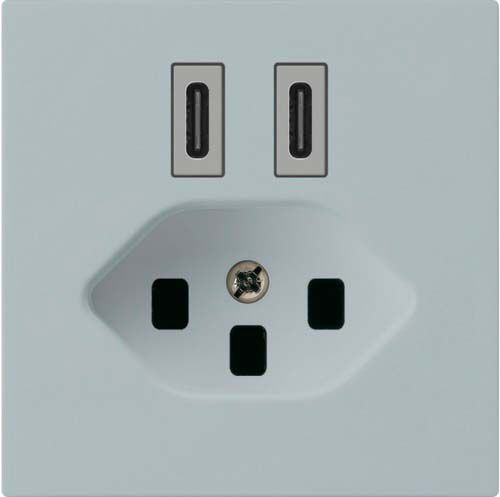 USB-Ladesteckdose Hager kallysto C-C 20W+T23 5V 60×60mm grau