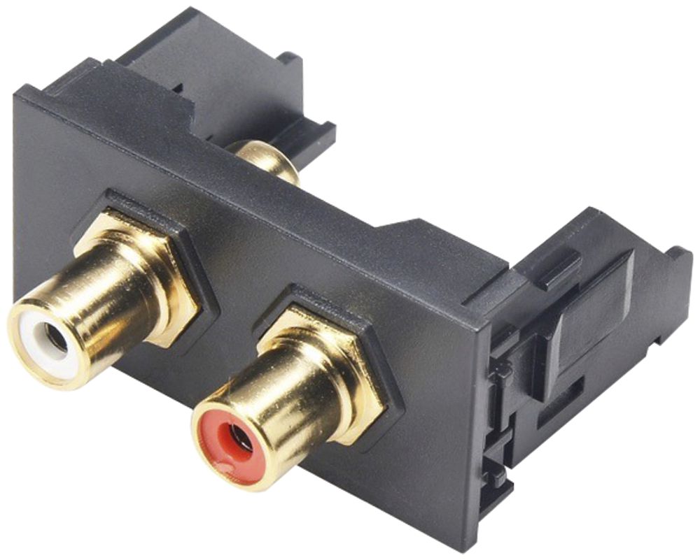 Module RCA Cecoflex pour système de montage AV, 2×RCA f/f, noir