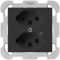 UP-Steckdose Hager kallysto 2×T23 beleuchtet B schwarz
