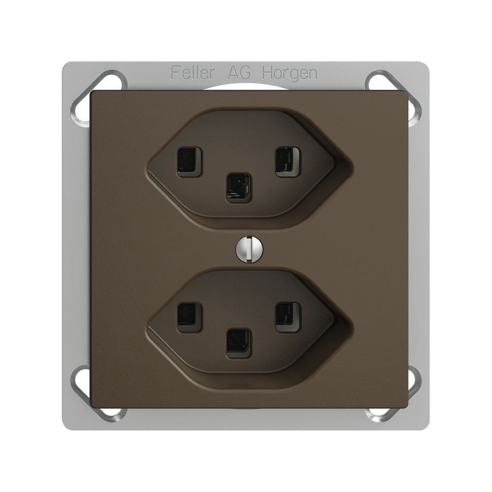 EB-Steckdose 2×T23 16A EDIZIOdue coffee, mit Steckklemmen