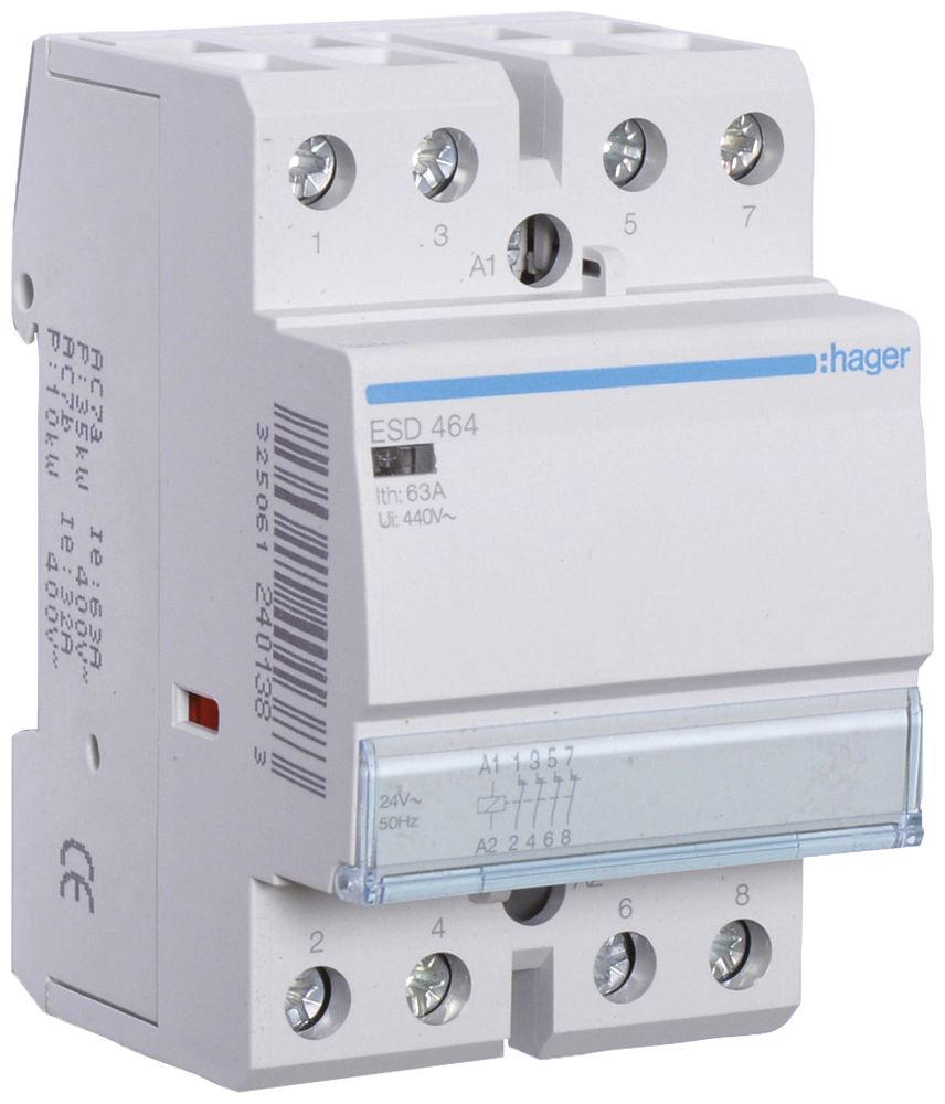 REG-Schütz Hager 24VAC 0 Schliesser 4 Öffner 63A 3TE