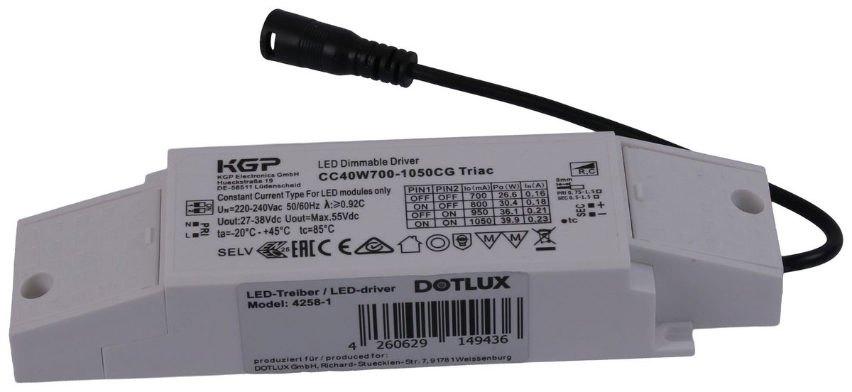 Convertitore LED DOTLUX IP20 27…40W 27…38V 700…1050mA DIM