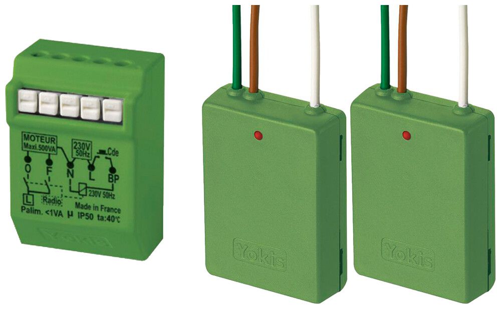 Kit inverseur actionneur-commutateur RF Yokis 2×E2BPP 1×MTR2000ERP