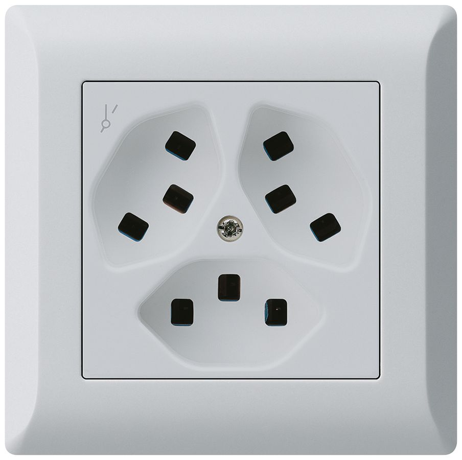 Prise ENC Hager kallysto.line 3×T23 1×S C gris clair