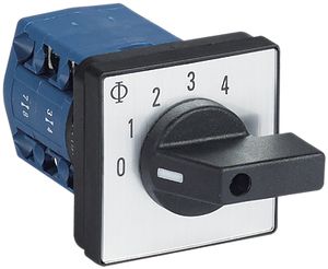 EB-Drehschalter K&N, 20A/690V -/1L, Griff sz, 48×48mm, Ø6mm, "0-1-2-3-4"