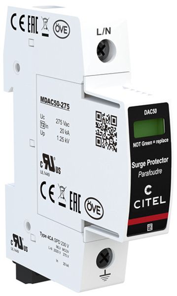 Überspannungsableiter  Citel DAC50S-10-275, Typ 2, 1-polig