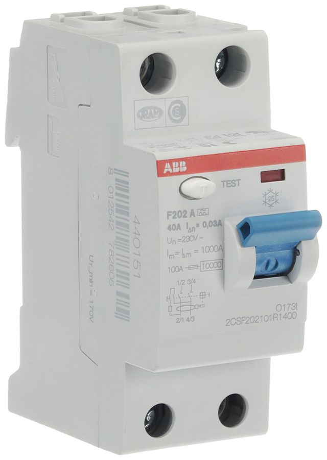 Fehlerstromschutzschalter ABB 30mA 40A 1P+N F202A-40/0.03