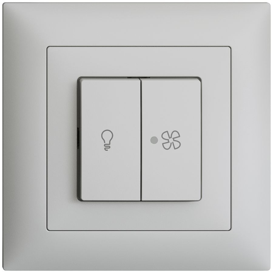 Interruttore INC per luce e ventilaz. EDIZIOdue grigio chiaro, LED giallo