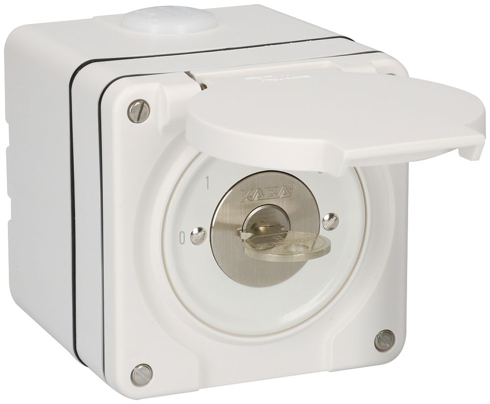 AP-Stufenschalter NEVO 1P, IP55, 0-1-2-3, Zyl.1007F, Abz.9h, Plan 631984, ws