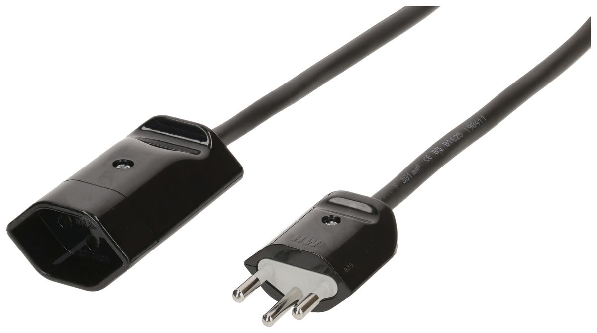 Verlängerungskabel MAX HAURI Td 3×1mm² 3m schwarz Stecker T12/13