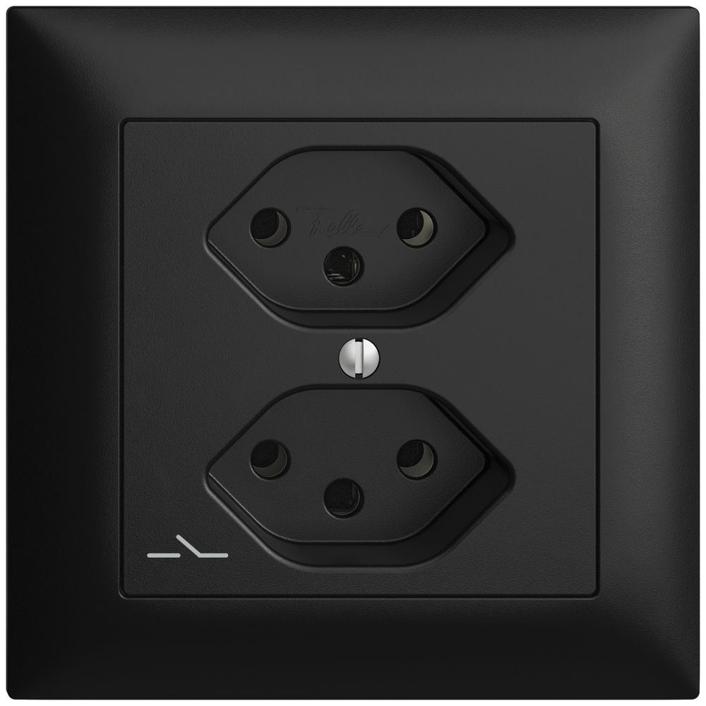 UP-Steckdose EDIZIOdue 2×T13 1×S schwarz mit Shutter