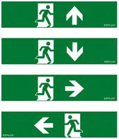 Set di pittogrammi ESYLUX SLA 14m freccia d/s/b/a 350×85mm