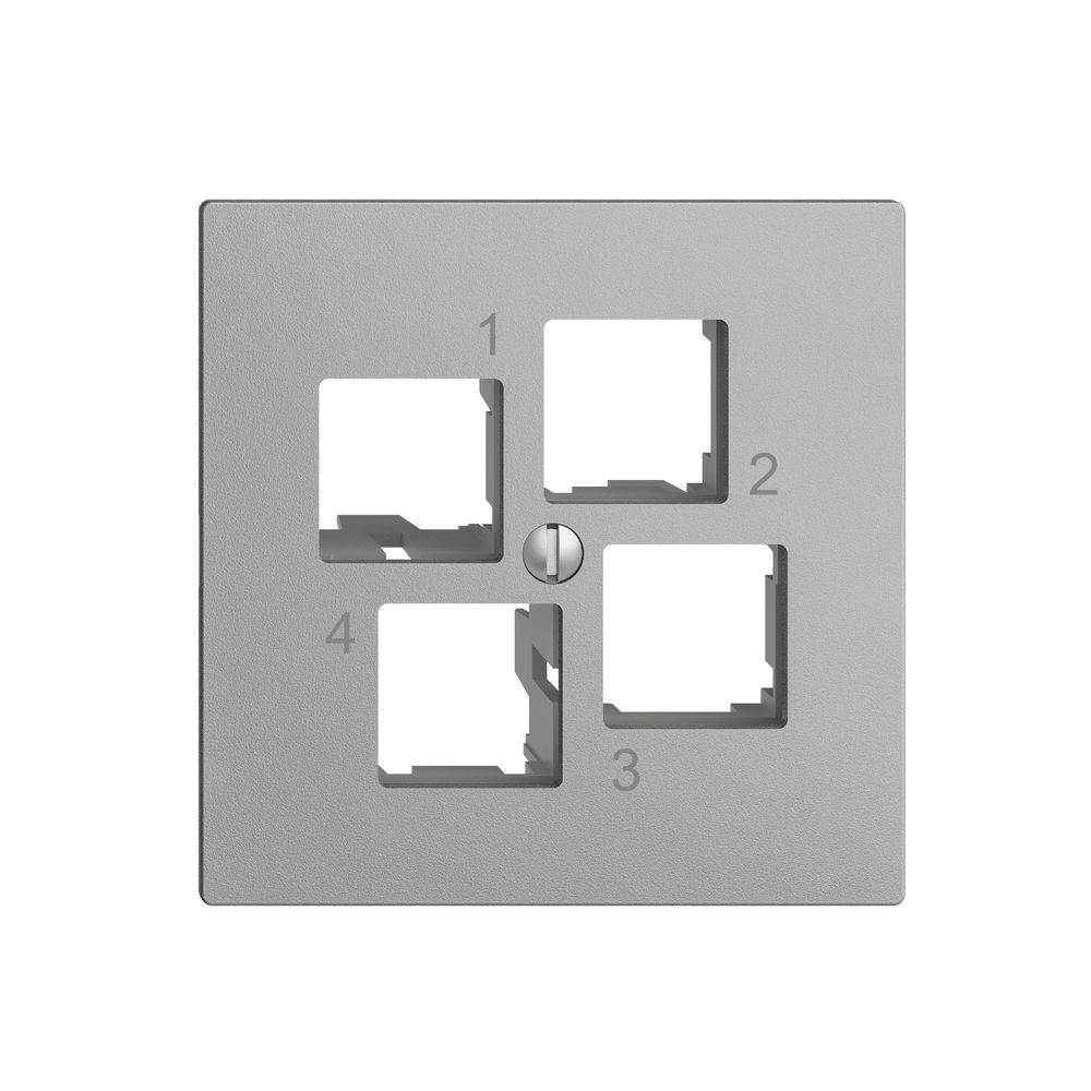 Montageset EDIZIOdue EASYNET S-One, für 4×RJ45, geradeauslass, silver