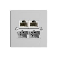 UP-Dose SOHO 2×TT/2×RJ45/u getr.ITplus EDIZIOdue hellgrau