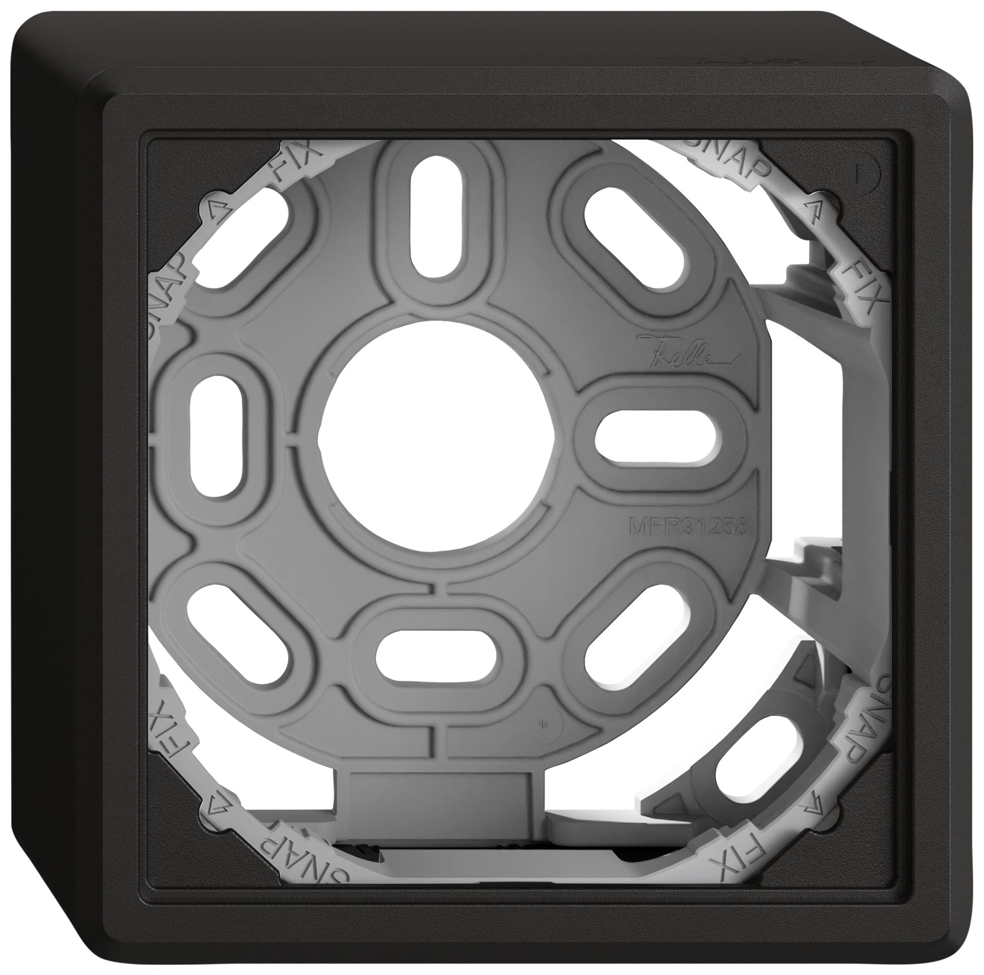 AP-Kappe EDIZIO.liv SNAPFIX® mit Befestigungsbügel für 1 Apparat schwarz