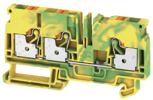 Borne de protection Weidmüller A3C PUSH IN 6mm² 3 connex.vert/jaune