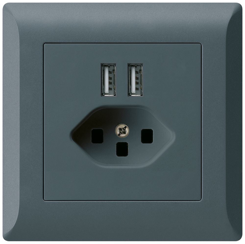 UP-Steckdose 2×USB & T23 kallysto.line 2400mA anthrazit