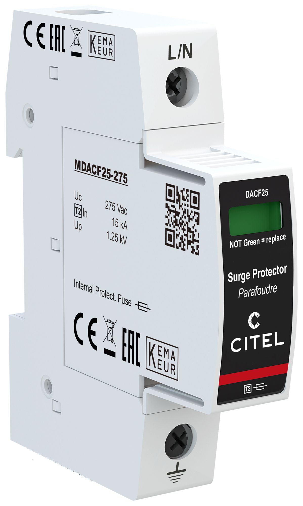 Parasurtension Arthur Flury DACF25-10-275, type 2, 1 pôle