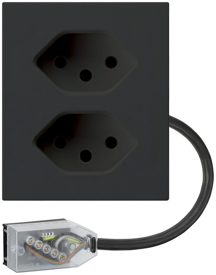 FLF-Steckdose Hager 2×Typ 13 mit Power-Dose L1 D schwarz