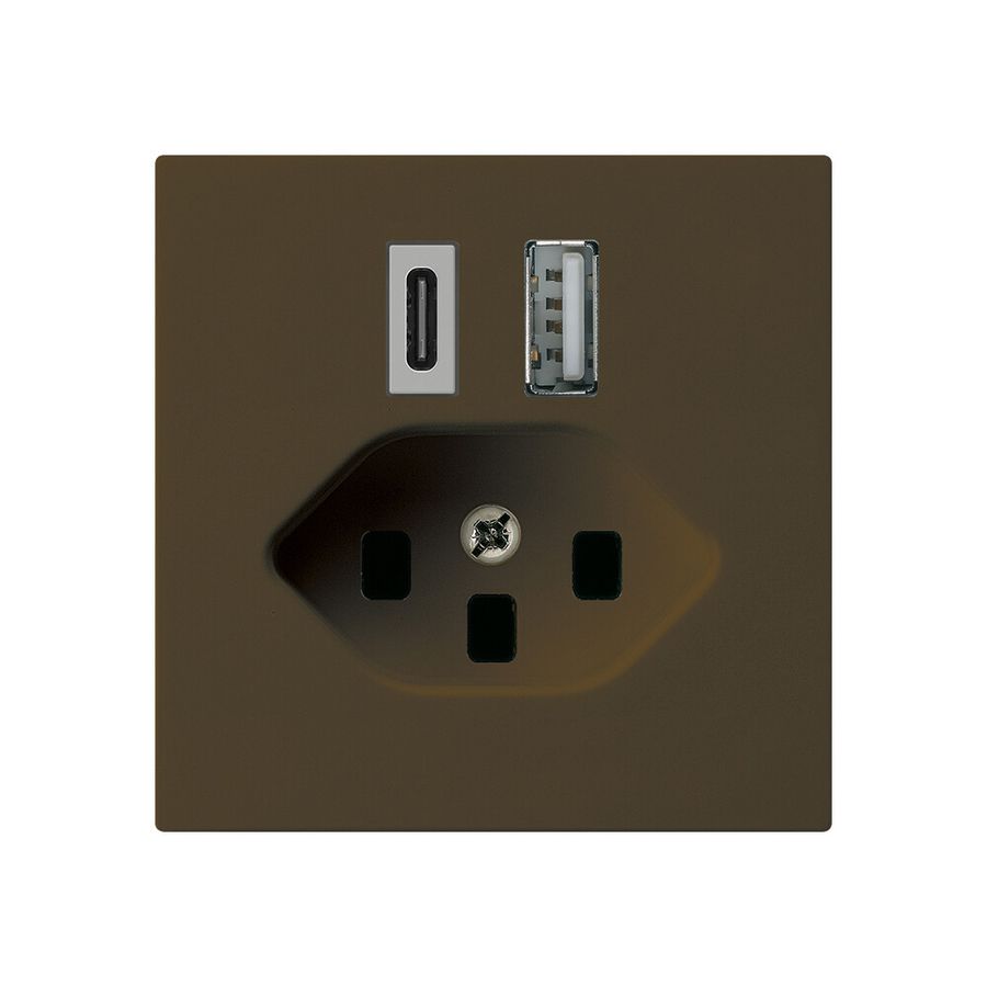 Prise de charge USB kallysto 18W PD 1×type A 1×type C T23 brun