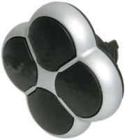 Drucktaste 4-fach ETN RMQ flach schwarz, Ring verchromt