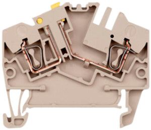 Borne de test sectionnable WM ZTR 2.5-2 connexion à ressort 2.5mm² TS35 beige