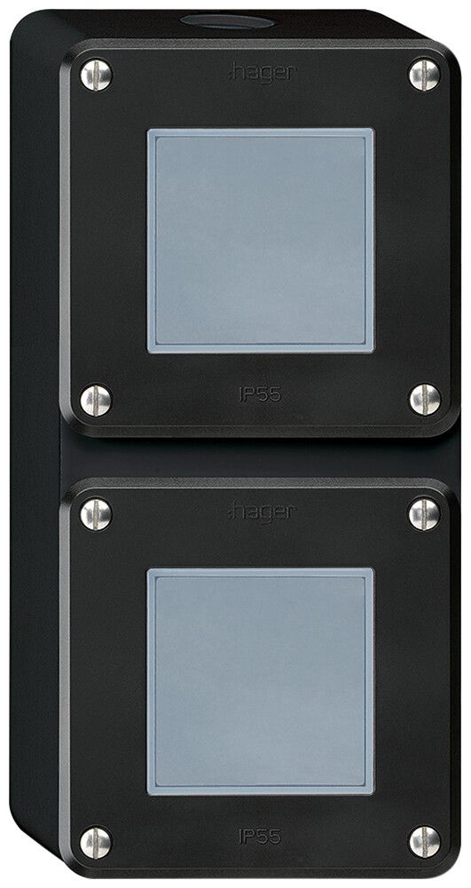 AP-Kombination Hager robusto IP55 I-I vertikal S3/1L+S3/1L schwarz