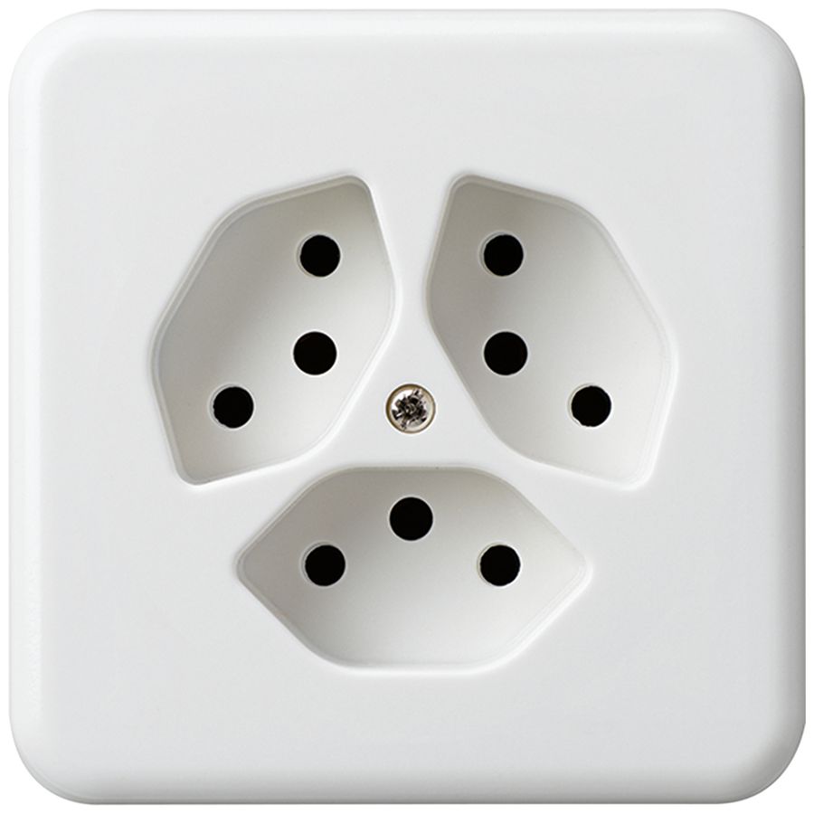 UP-Steckdose basico 3×Typ 13 weiss für BOMI