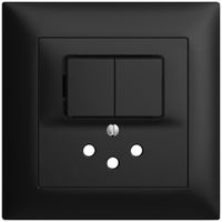 Kit frontal ENC EDIZIOdue noir 88×88mm pour combi 2 boutons+T12