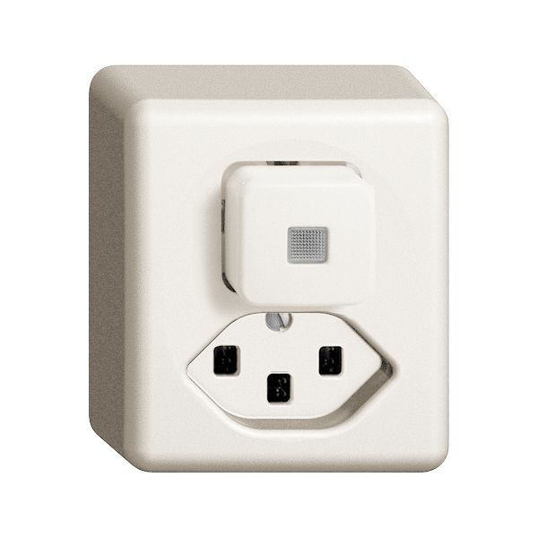 AP-Leuchtkombination 3/1L+T23 16A FH weiss, LS, mit Linse, LED gelb