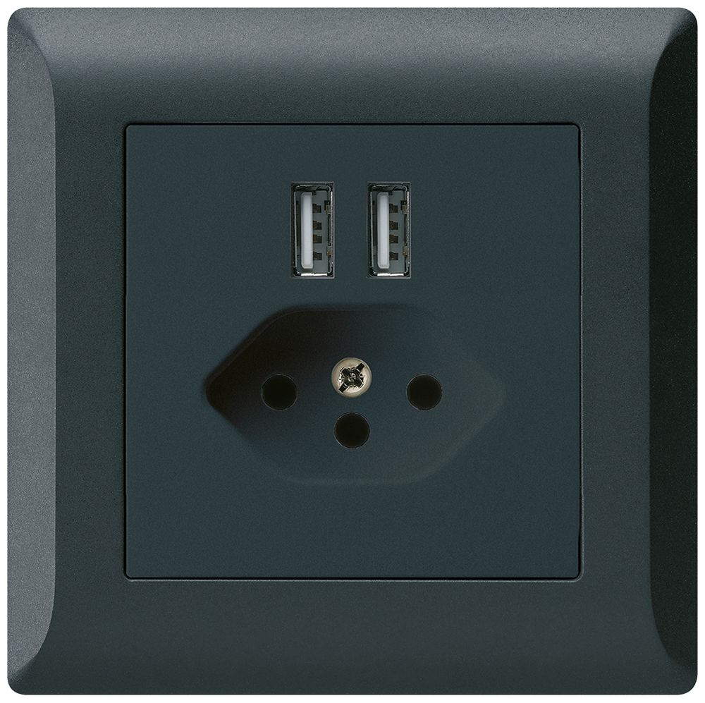 UP-Steckdose 2×USB & T13 kallysto.line 2400mA schwarz