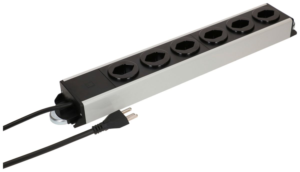 Prise multiple MH POWER LINE 16A 6×T23 1.5m gris-noir 2×aimant