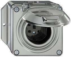 AP-Steckdose ELEMENT SNAPFIX® 1×Typ 25 16A 440V mit Klappdeckel IP55 alu