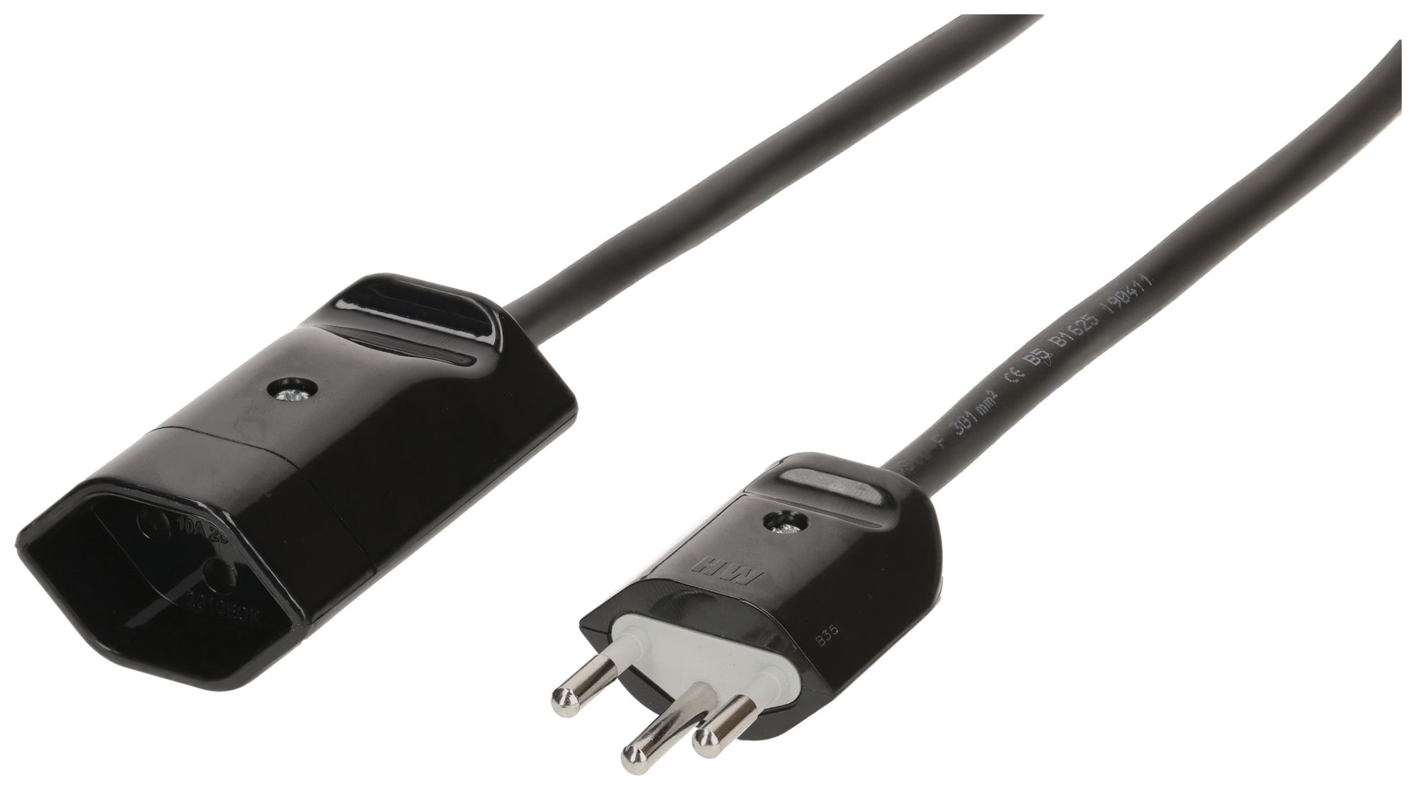 Verlängerungskabel MAX HAURI Td 3×1mm² 3m schwarz Stecker T12/13