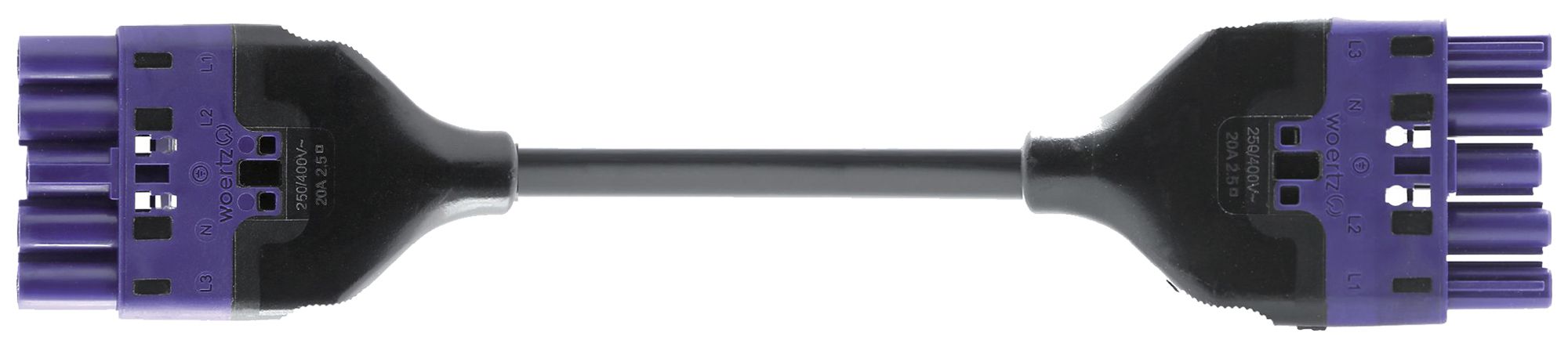 Verbindungsleitung Woertz 49345/C1 5×2.5mm² 400V 20A 5m vi Buchse-Stecker Cca