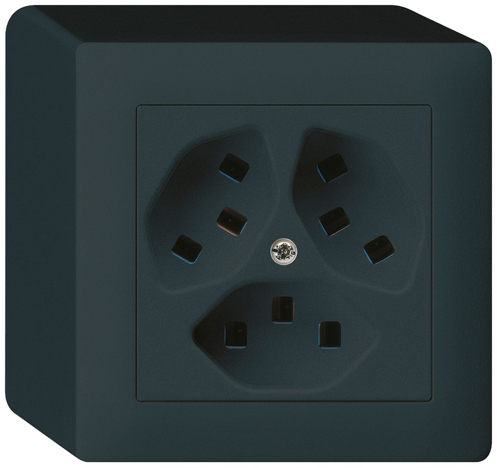 Prise AP Hager kallysto 3×T23 Q noir