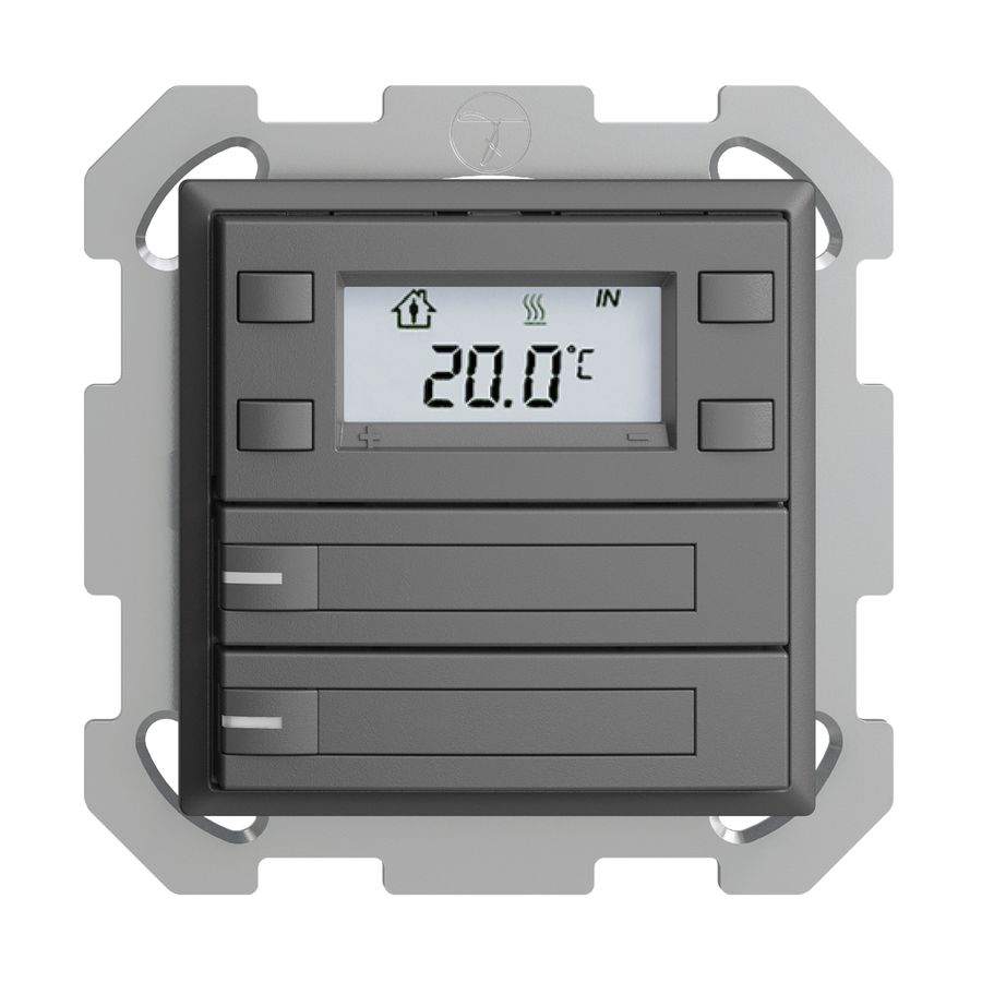 UP-RTH-Taster KNX 2-fach EDIZIOdue FM dunkelgrau, mit Papier+LED RGB